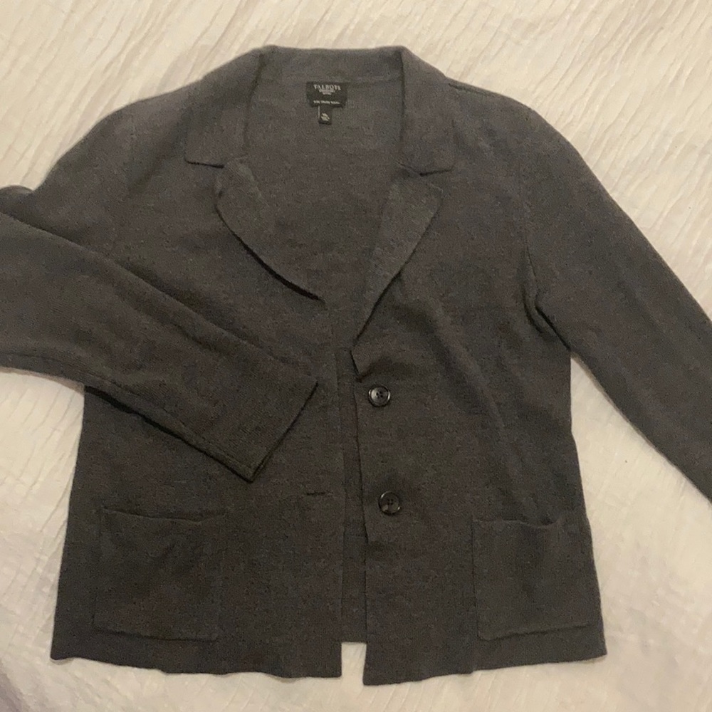 Talbots Petite Italian Merino Wool Grey Sweater/Blazer